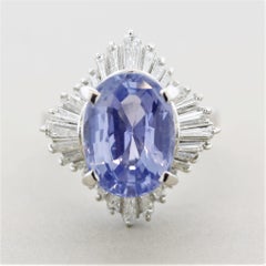 7.84 Carat Sapphire Diamond Platinum Ring, GIA Certified No-Heat