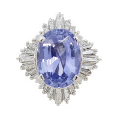 7.84 Carat Sapphire Diamond Platinum Ring, GIA Certified No-Heat