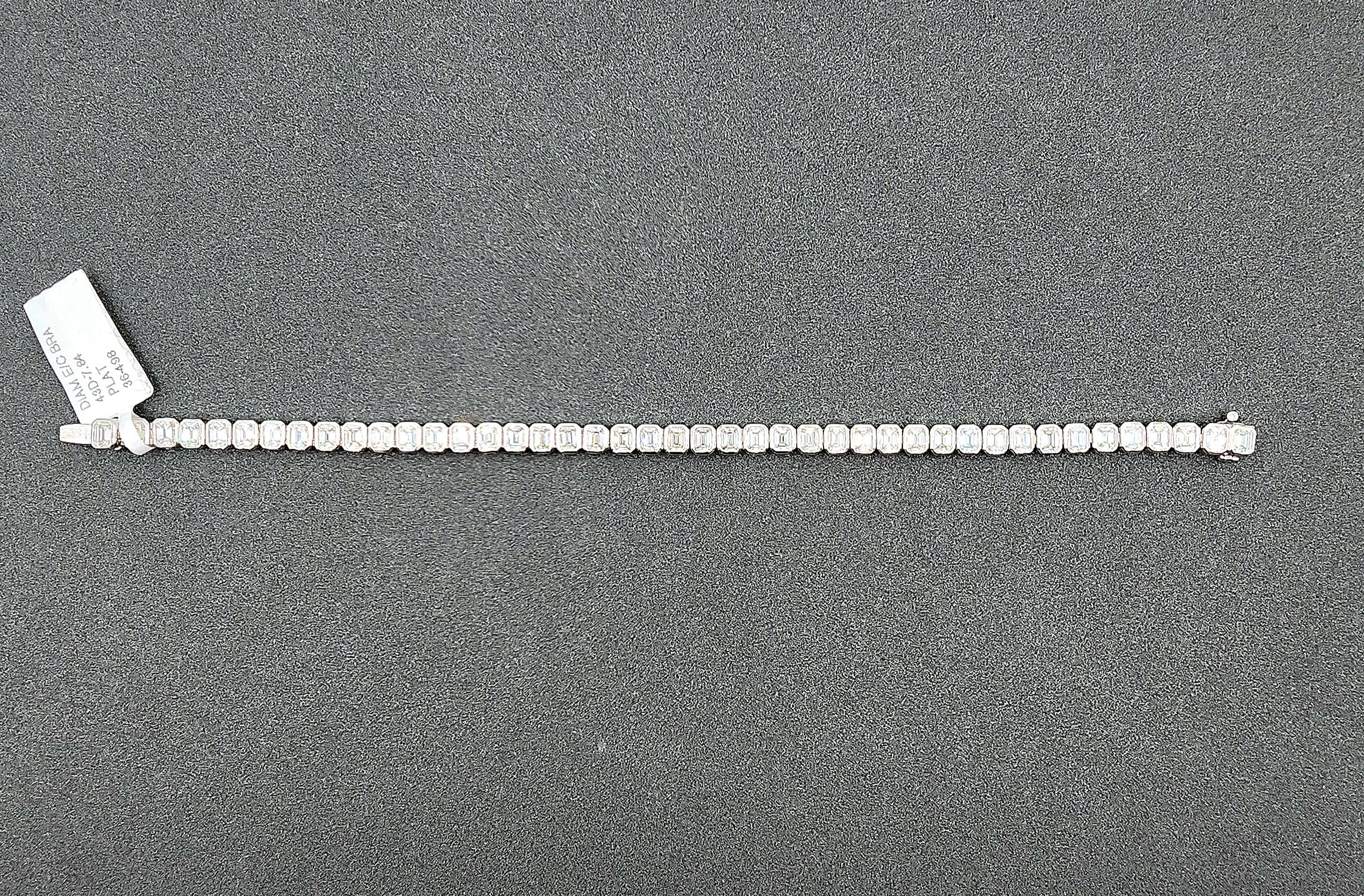 Pulsera de tenis engastada con bisel talla esmeralda de 7.84 ct en Nuevo estado para la venta en Chicago, IL
