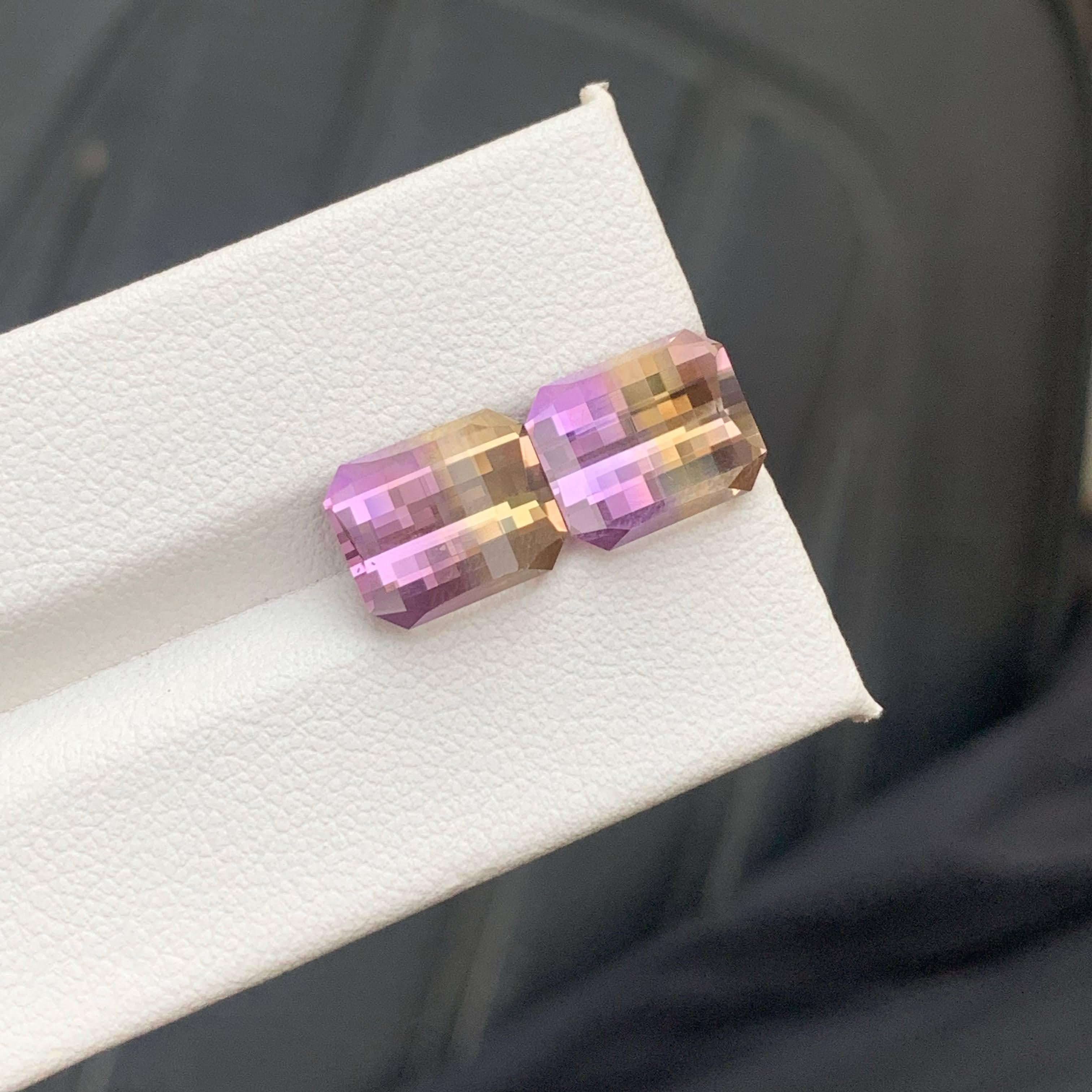 7,85 Karat Natürliche Lose Bi Farbe Ametrine Paar Pixel Schliff Brasilianischen Edelstein (Moderne) im Angebot