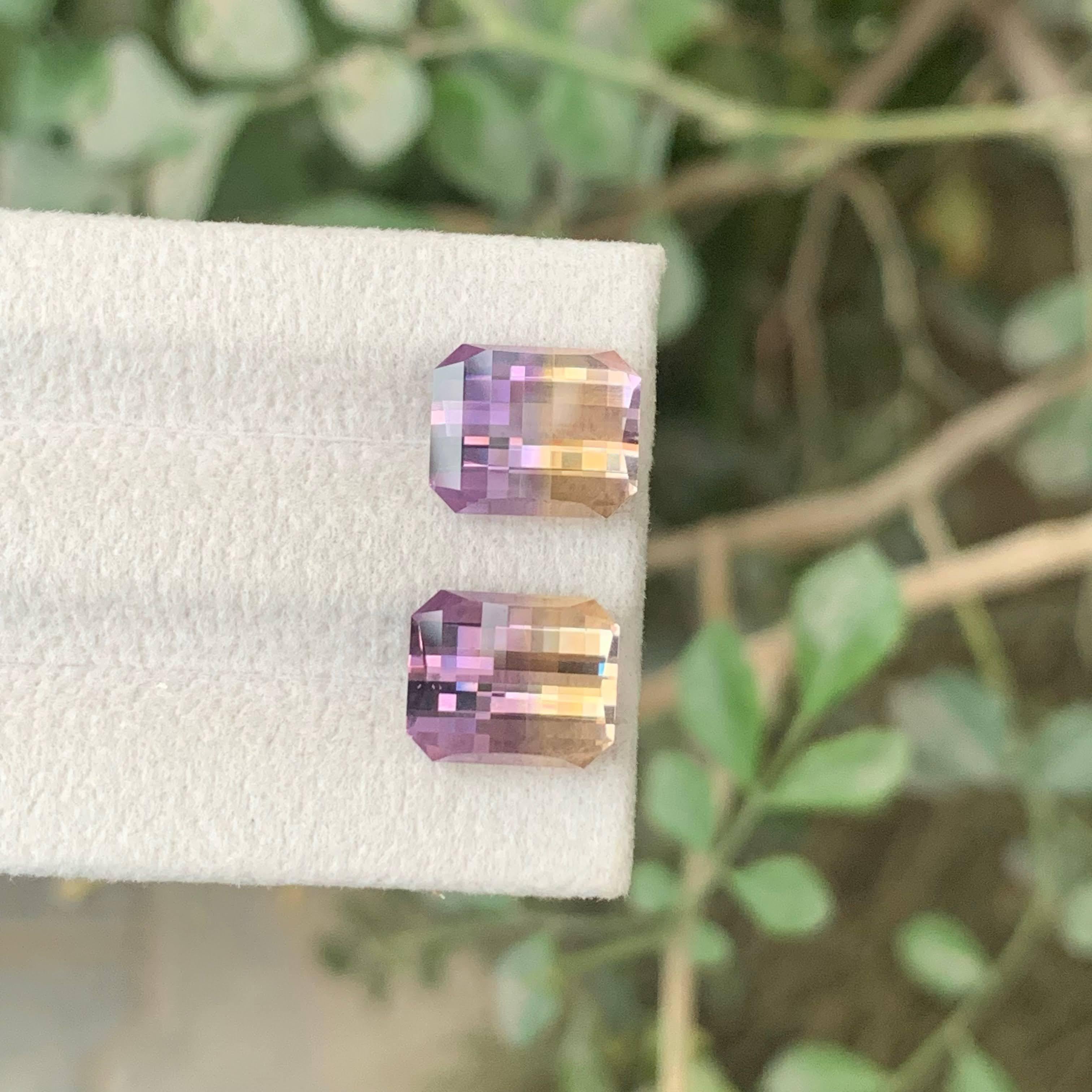 7,85 Karat Natürliche Lose Bi Farbe Ametrine Paar Pixel Schliff Brasilianischen Edelstein im Angebot 2