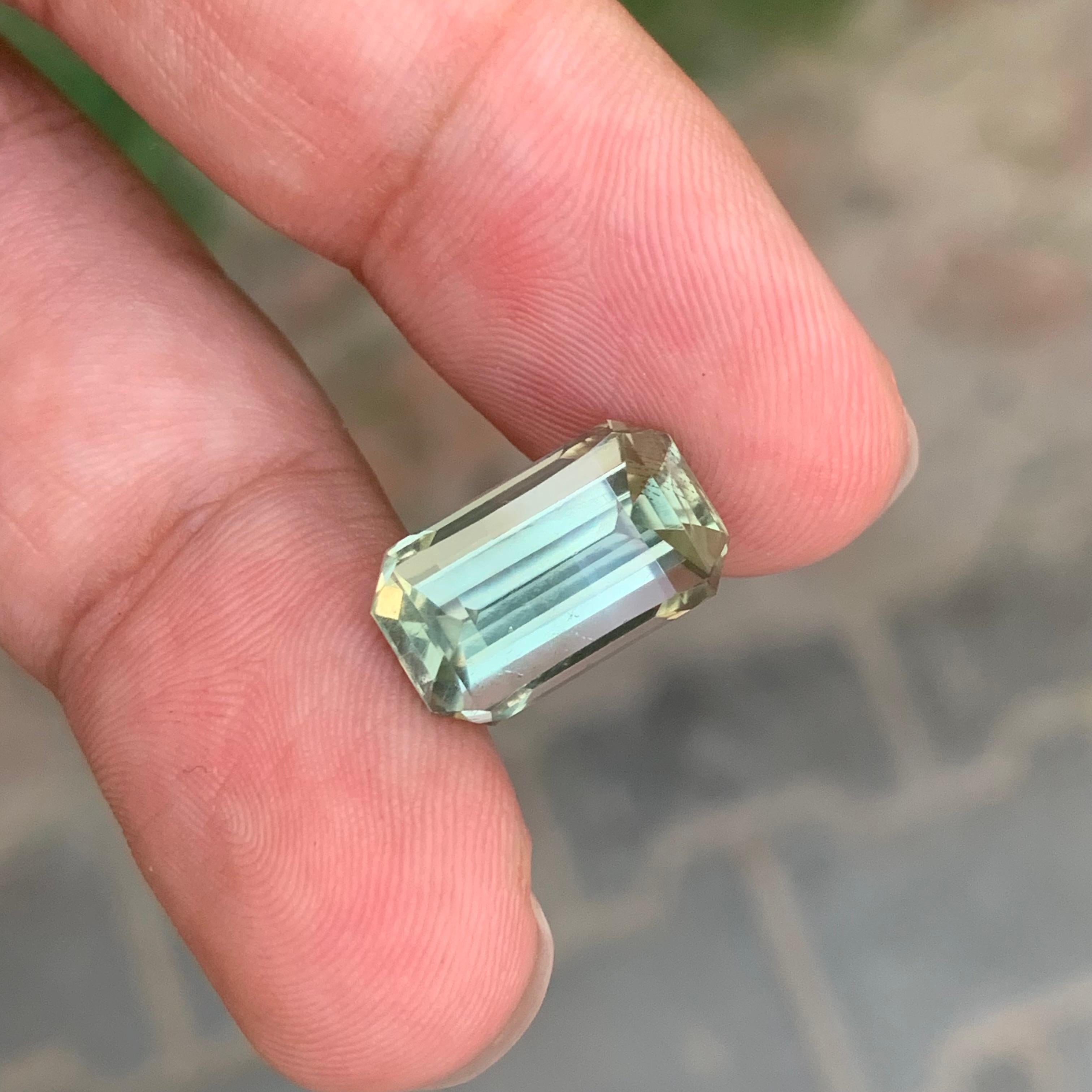 7.85 Carat Natural Loose Green Amethyst \ Prasiolite Octagon Shape Gemstone For Sale 5