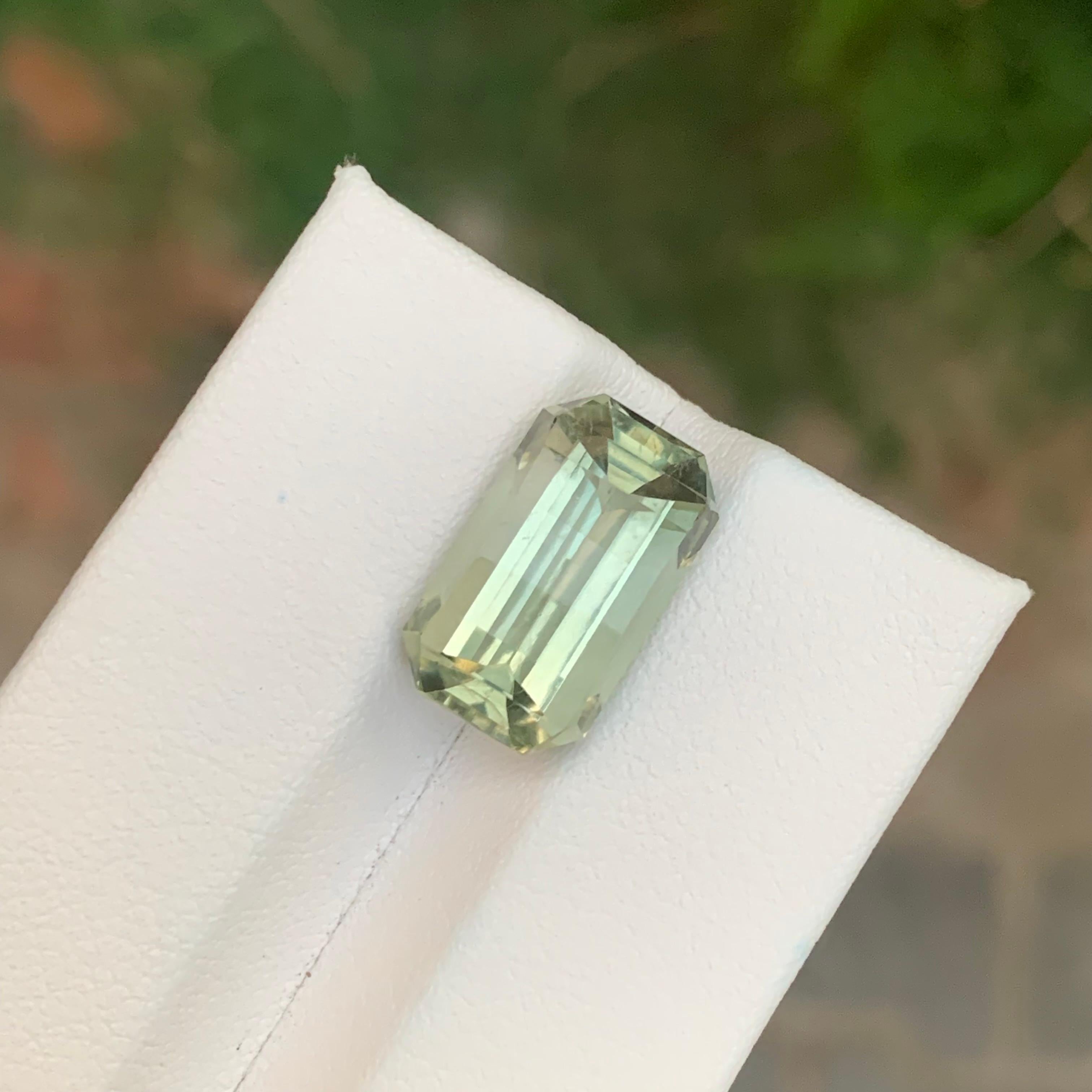 Octagon Cut 7.85 Carat Natural Loose Green Amethyst \ Prasiolite Octagon Shape Gemstone For Sale