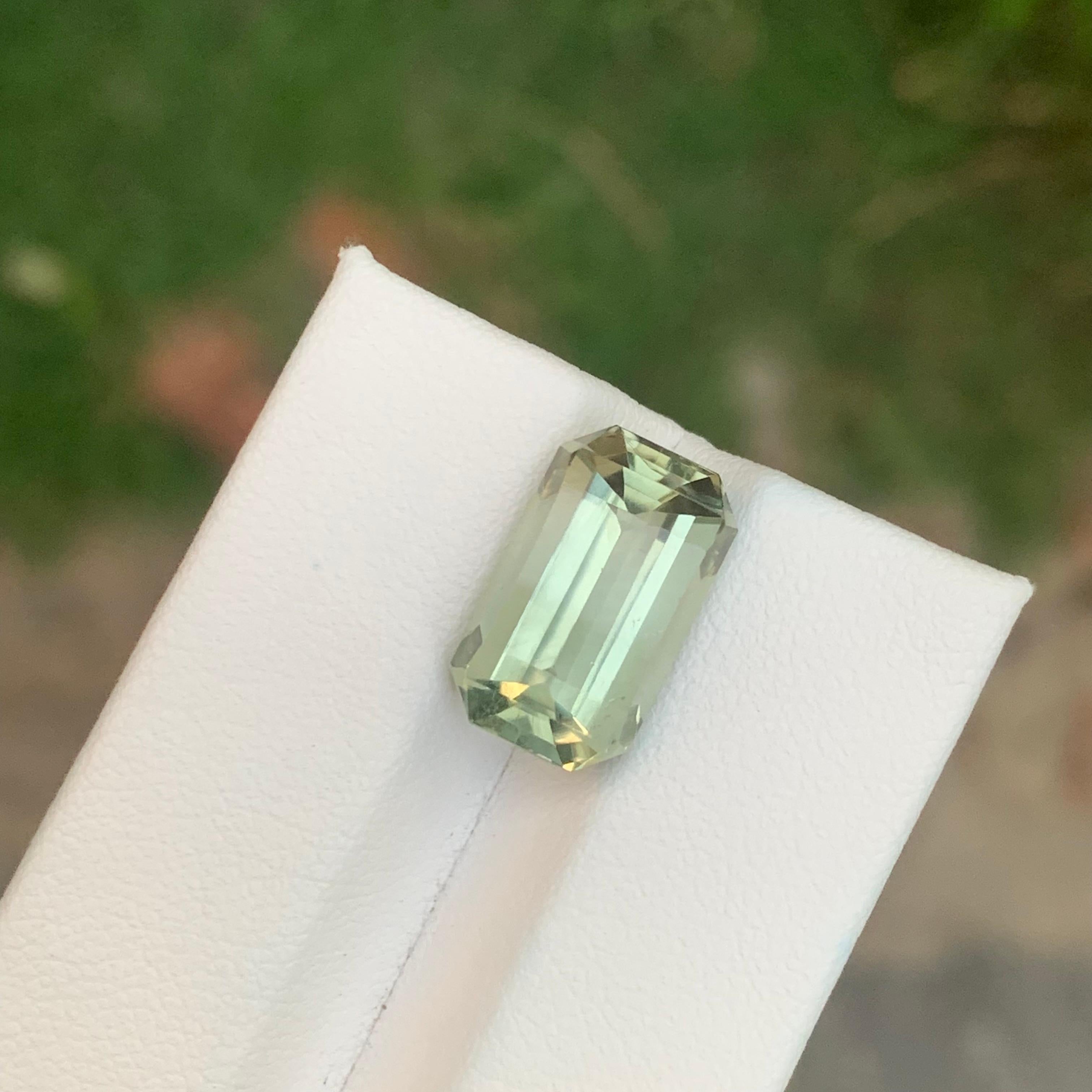 Women's or Men's 7.85 Carat Natural Loose Green Amethyst \ Prasiolite Octagon Shape Gemstone For Sale