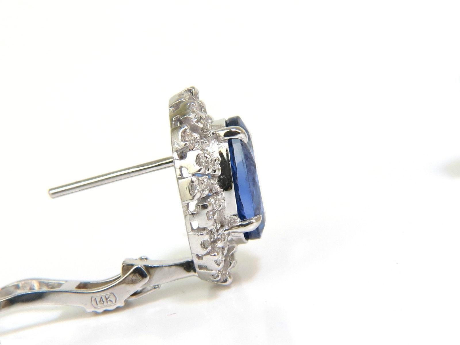 7.85 Carat Natural Tanzanite Diamonds Cluster Clip Earrings 14 Karat 6