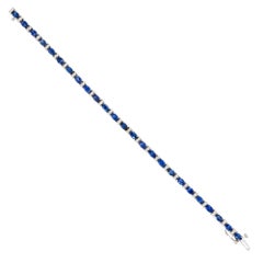 7.85 Carat Oval Sapphire & Diamond Link Bracelet 18 Karat in Stock
