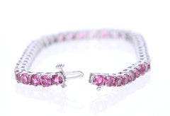 Contemporary Platinum Bracelet with 7.85ct Round Cut Tourmalines, USA