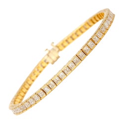 7.85 Carat Princess Cut Channel Set Diamond Tennis Bracelet