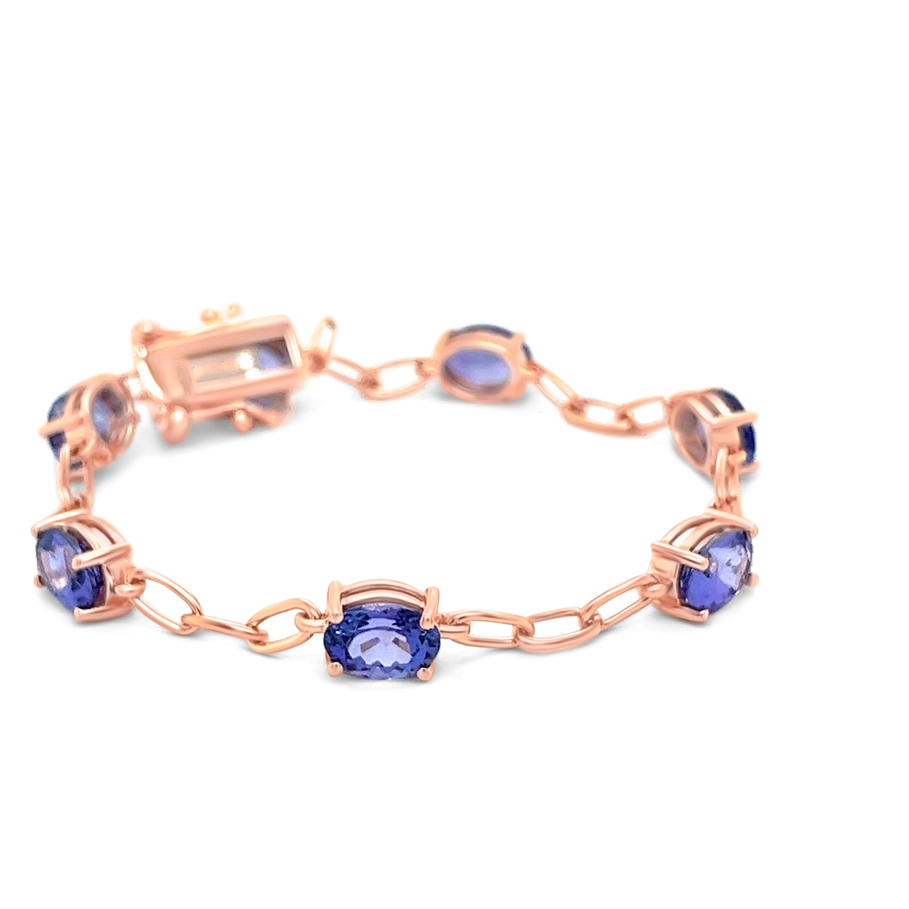 Oval Cut 7.85 Carats Natural Tanzanite & Cubic Zirconia Bracelet For Women Jewelry  For Sale