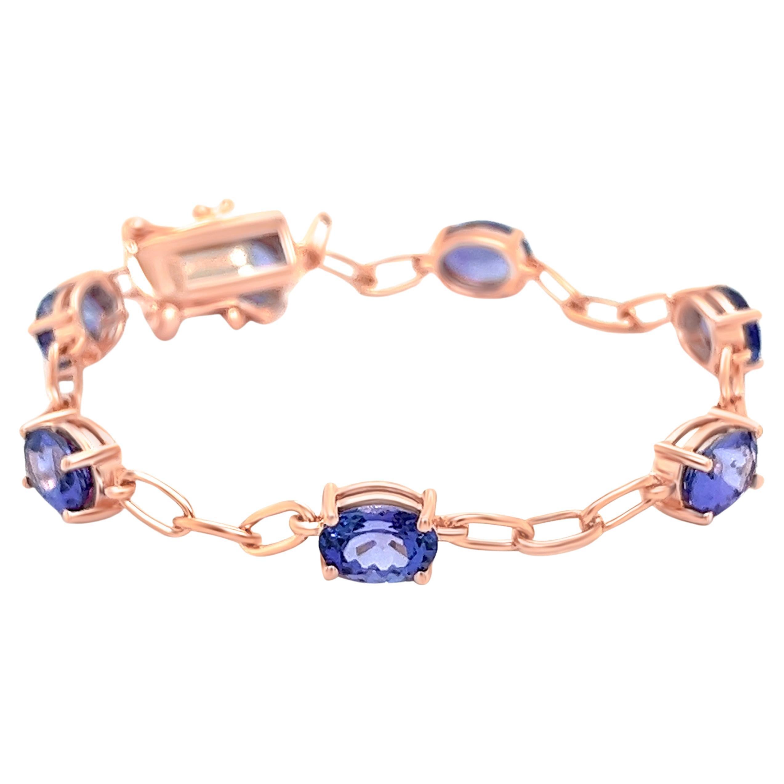 7.85 Carats Natural Tanzanite & Cubic Zirconia Bracelet For Women Jewelry  For Sale