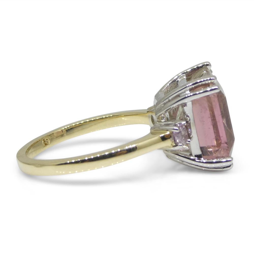 7.85ct Bi-Colour Tourmaline, Pink & Green Diamond Statement or Engagement Ring For Sale 9