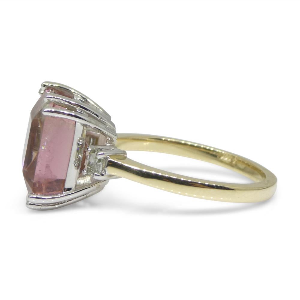 7.85ct Bi-Colour Tourmaline, Pink & Green Diamond Statement or Engagement Ring For Sale 10