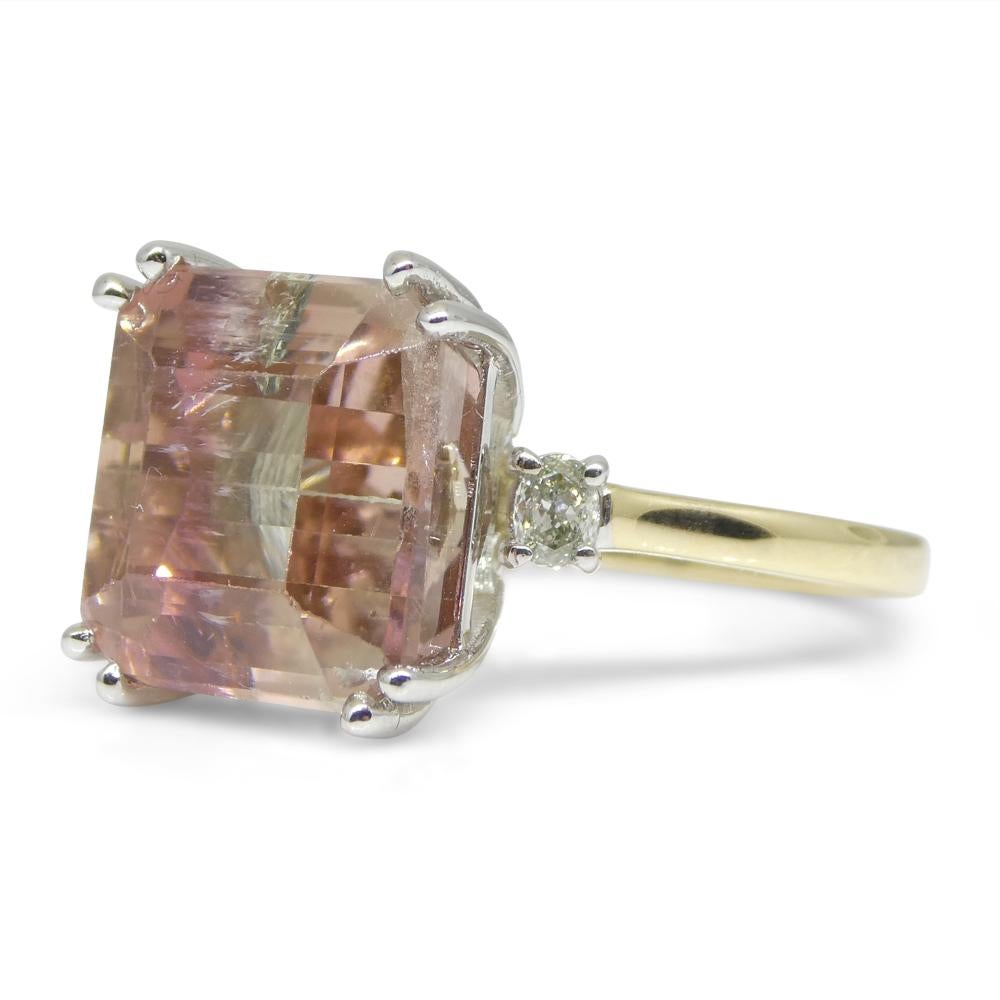 7.85ct Bi-Colour Tourmaline, Pink & Green Diamond Statement or Engagement Ring For Sale 11
