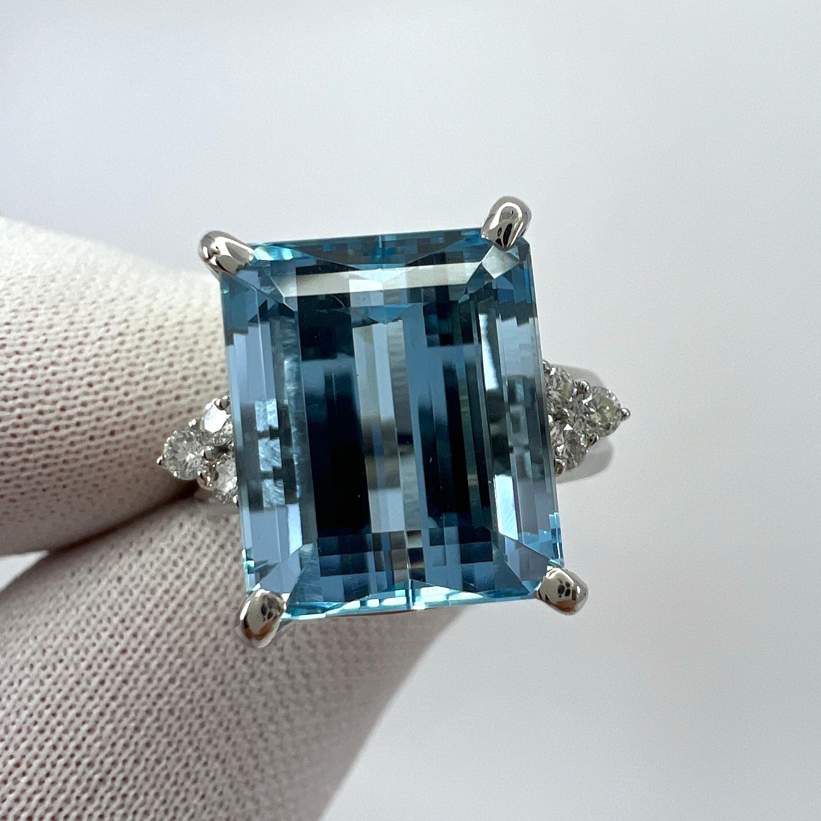 Anillo de platino con diamantes y aguamarina azul Santa María talla esmeralda de 7,85 ct 7