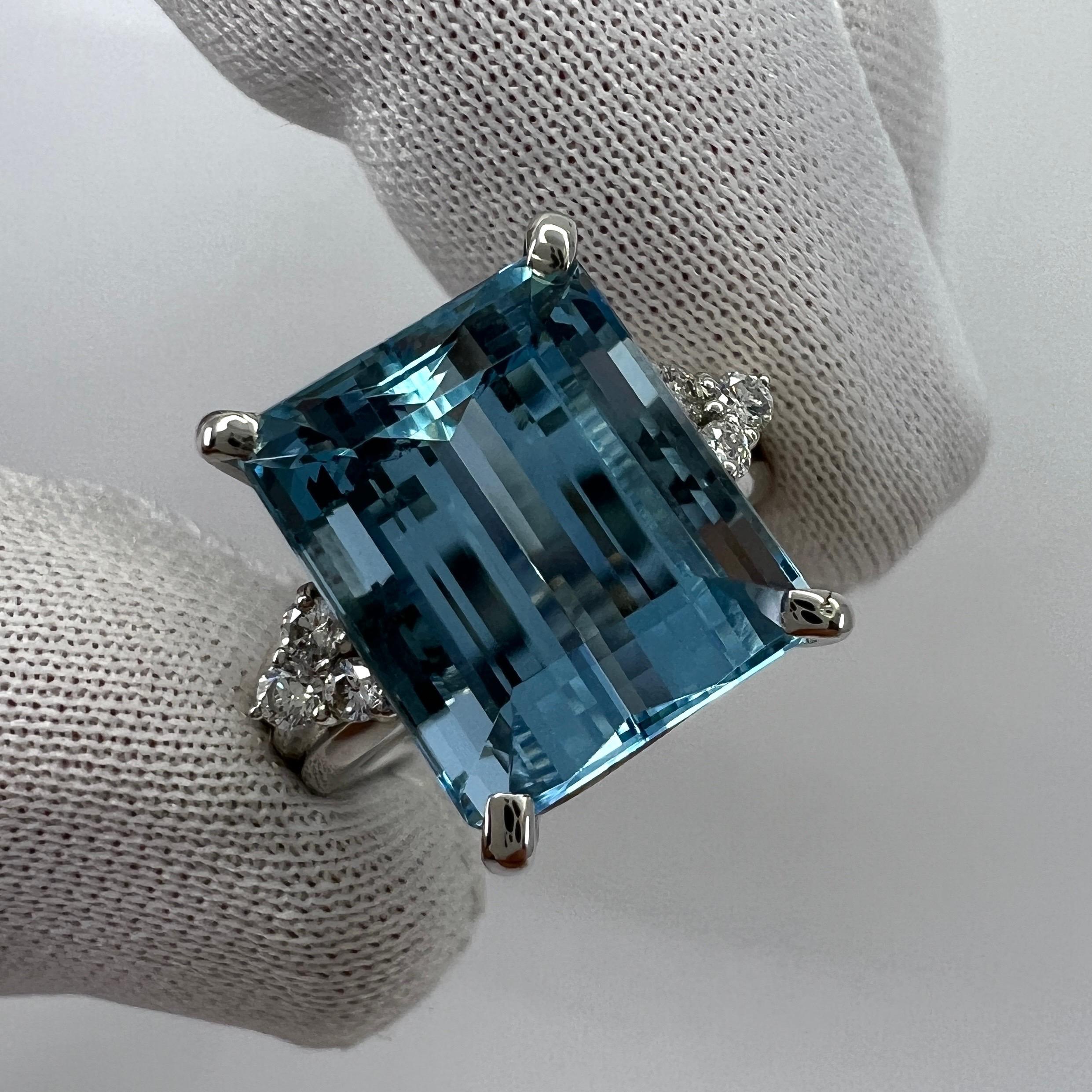 Anillo de platino con diamantes y aguamarina azul Santa María talla esmeralda de 7,85 ct Corte esmeralda