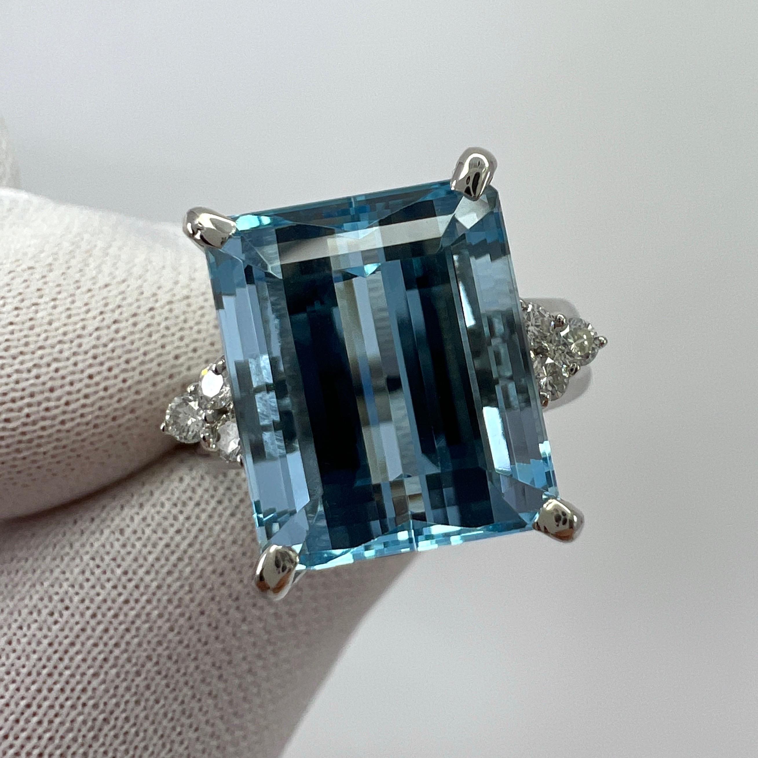 Anillo de platino con diamantes y aguamarina azul Santa María talla esmeralda de 7,85 ct 2