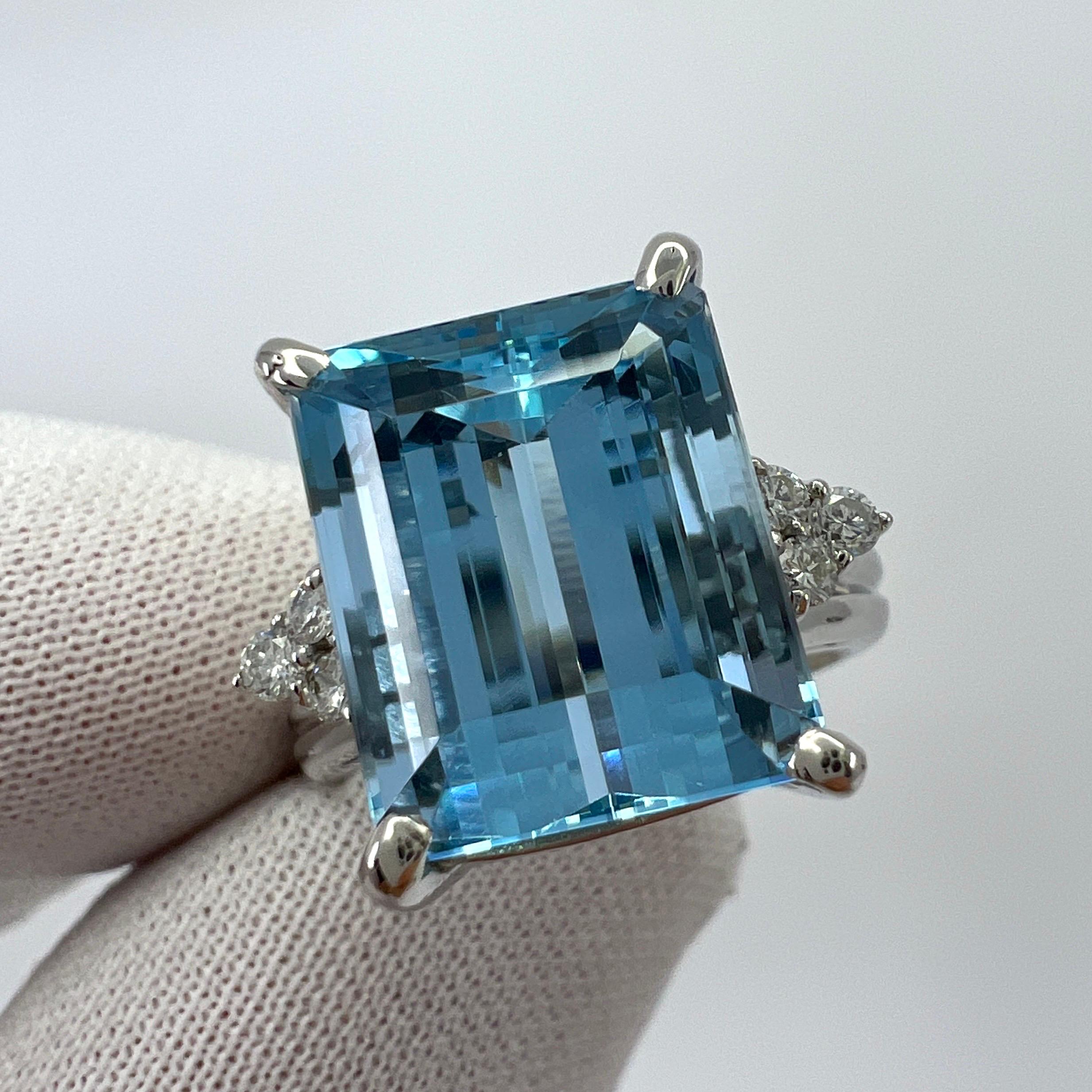 Anillo de platino con diamantes y aguamarina azul Santa María talla esmeralda de 7,85 ct 3