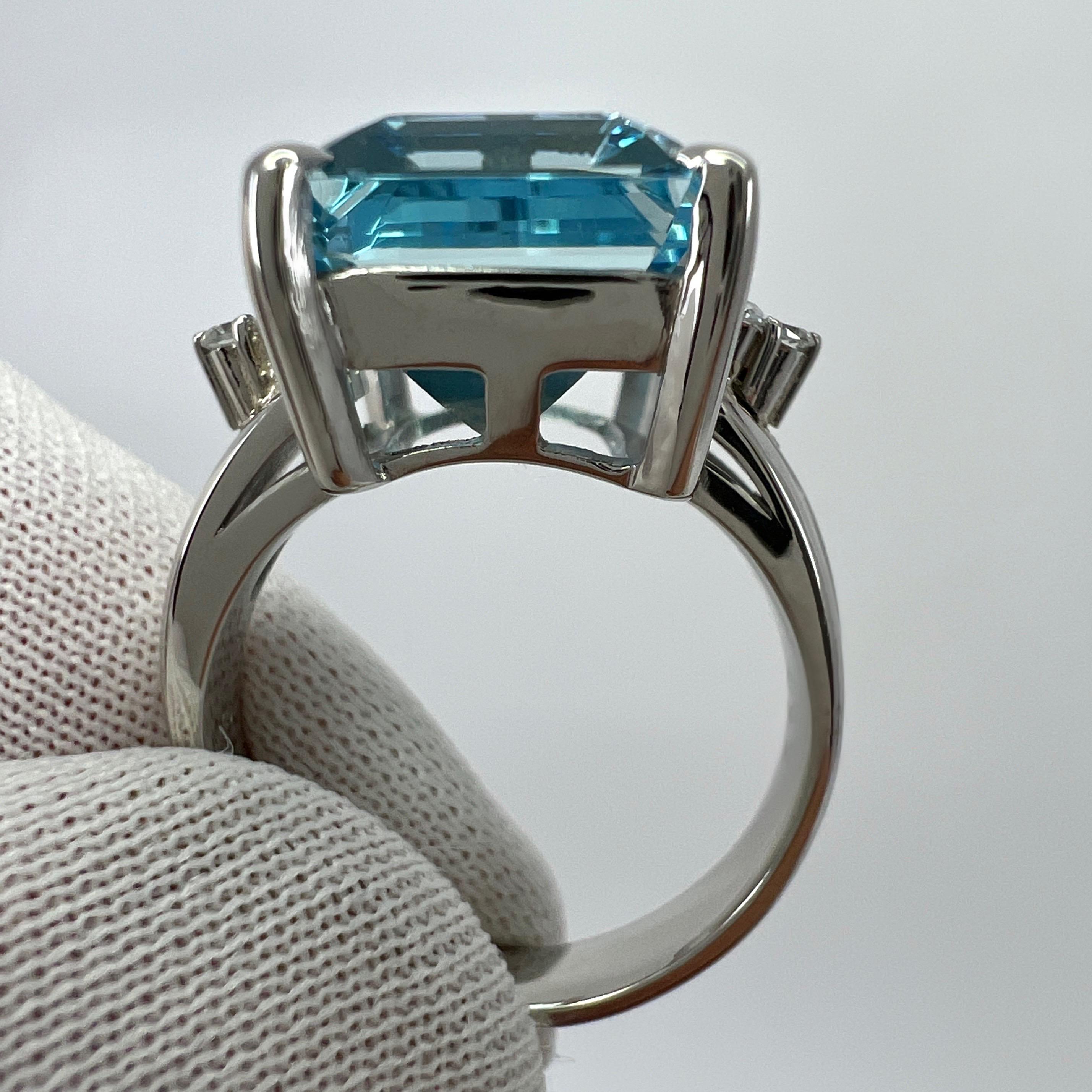 Anillo de platino con diamantes y aguamarina azul Santa María talla esmeralda de 7,85 ct 4