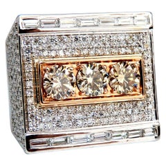 7.85ct Natural Fancy Yellow Green Diamonds Men's Ring 18Karat Big & Tall Grande*