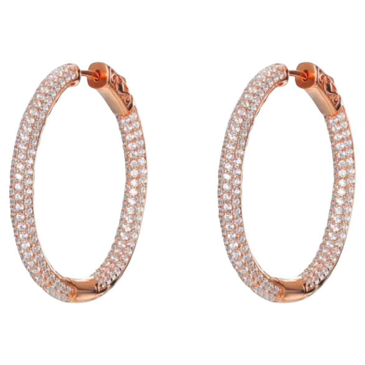 7.86 Carat Cubic Zirconia Rose Gold Plated Designer Large Hoop Earrings