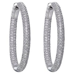 7.86 Carat Cubic Zirconia Sterling Silver Designer Large Hoop Earrings