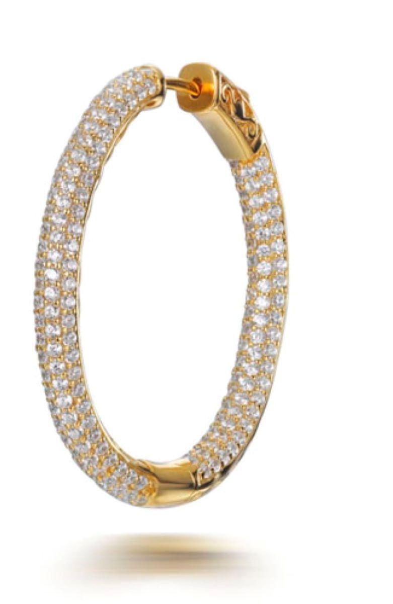 Art Deco 7.86 Carat Cubic Zirconia Yellow Gold Plated Designer Large Hoop Earrings For Sale
