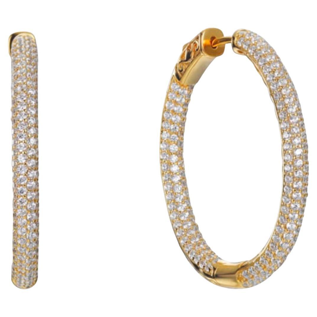 7.86 Carat Cubic Zirconia Yellow Gold Plated Designer Large Hoop Earrings For Sale