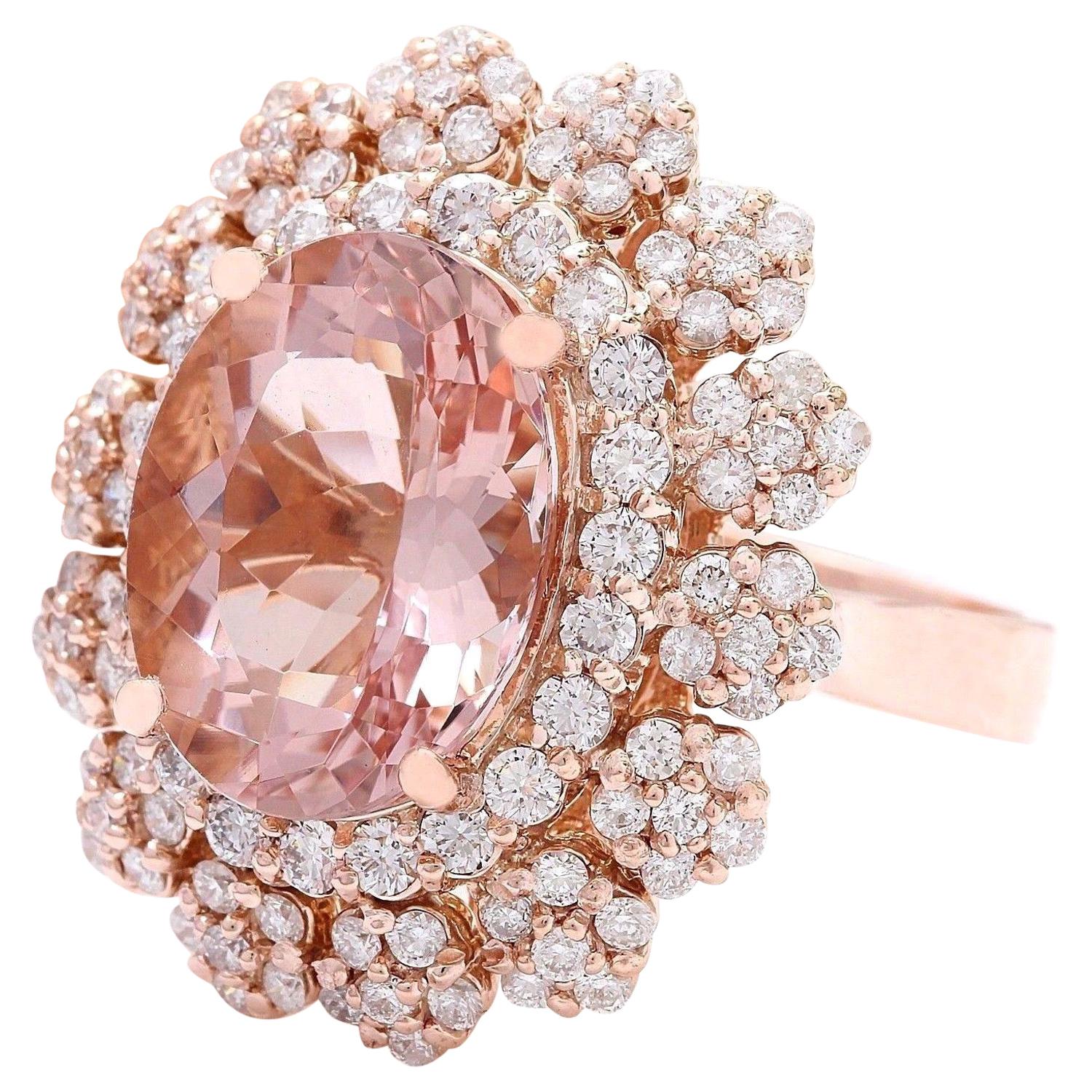 7.86 Carat Natural Morganite 14K Solid Rose Gold Diamond Ring
 Item Type: Ring
 Item Style: Cocktail
 Material: 14K Rose Gold
 Mainstone: Morganite
 Stone Color: Peach
 Stone Weight: 6.18 Carat
 Stone Shape: Oval
 Stone Quantity: 1
 Stone
