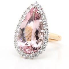 7.86 Carat Pink Morganite Diamond Cocktail Ring