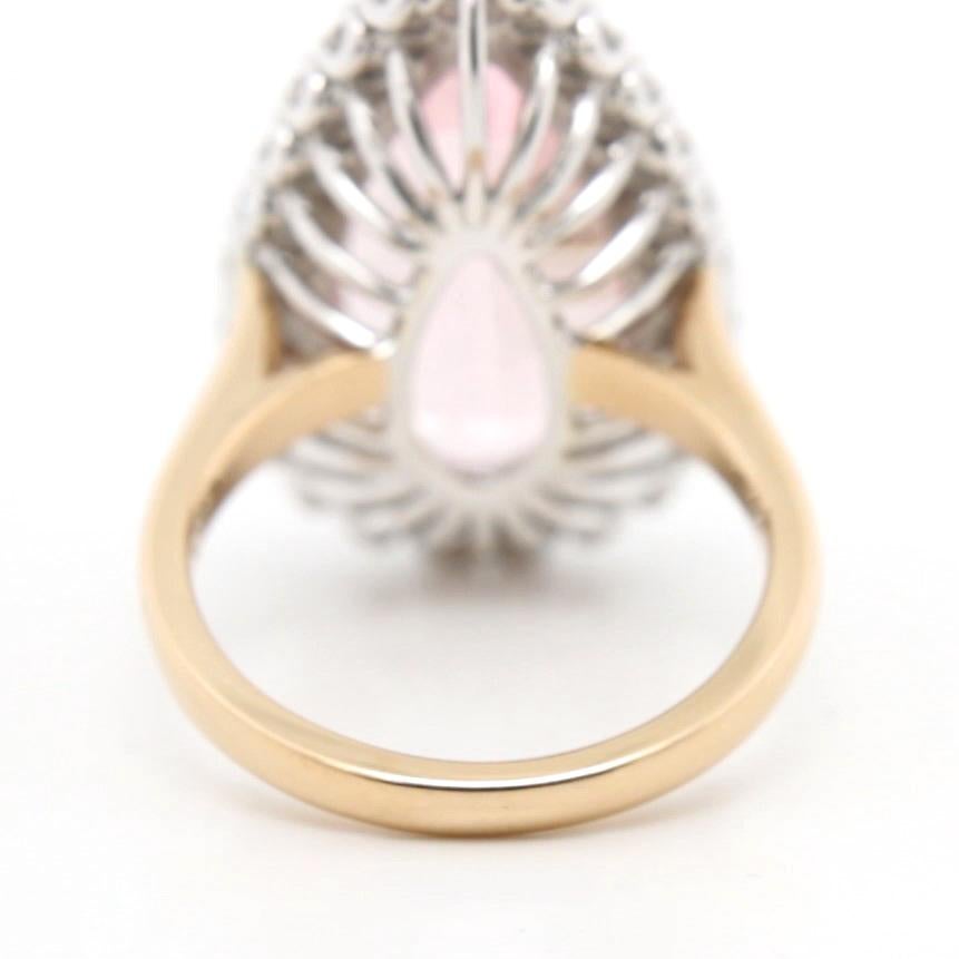 Pear Cut 7.86 Carat Pink Morganite Diamond Cocktail Ring For Sale