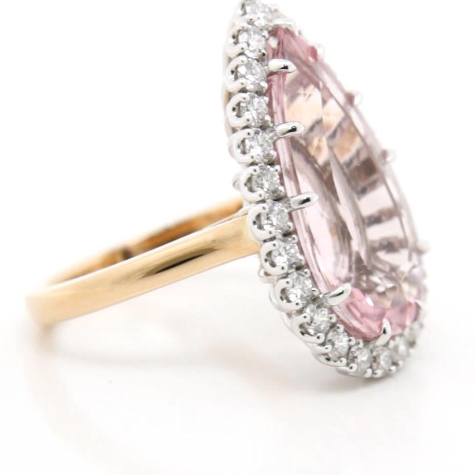 7.86 Carat Pink Morganite Diamond Cocktail Ring In New Condition For Sale In Hong Kong, HK