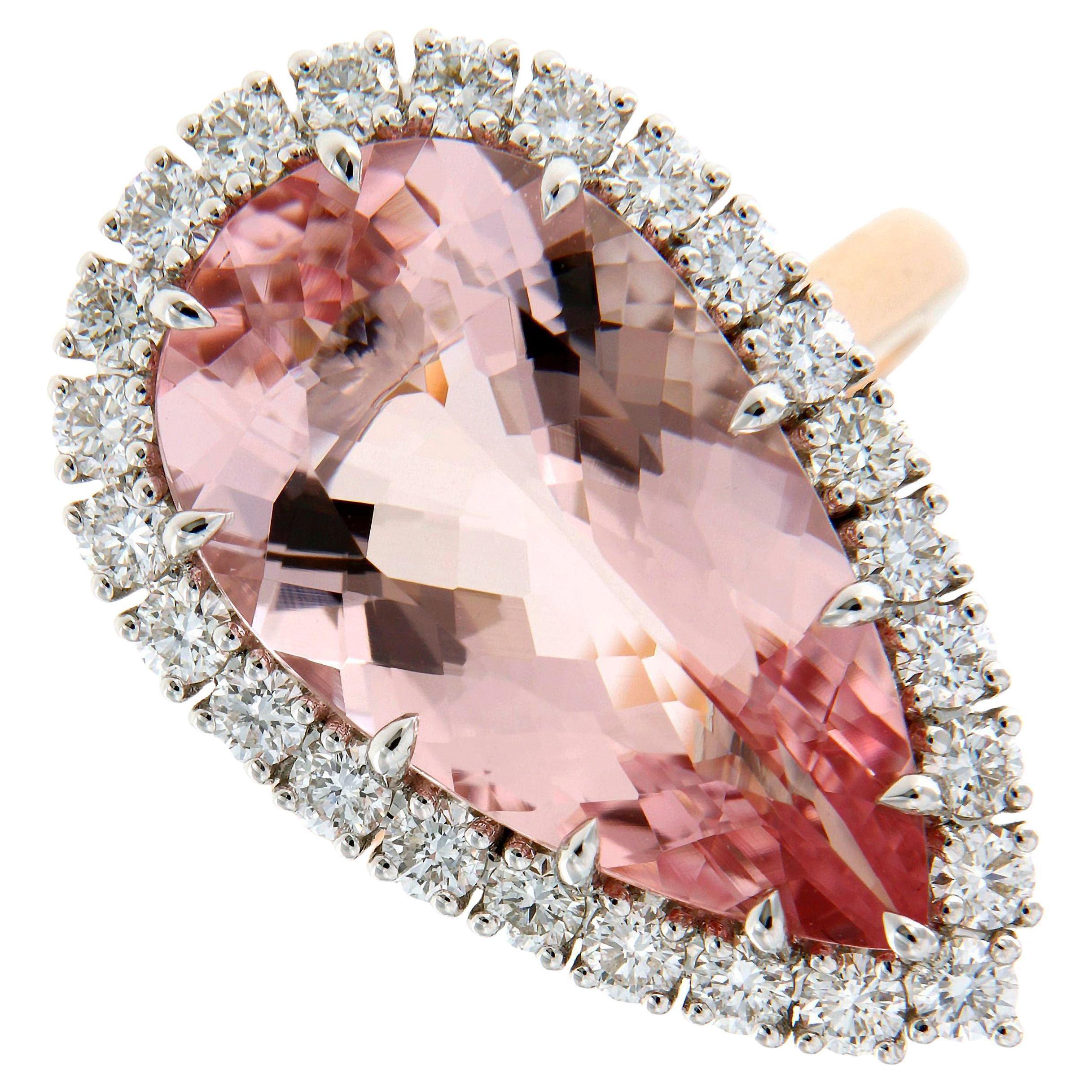 7.86 Carat Pink Morganite Diamond Cocktail Ring
