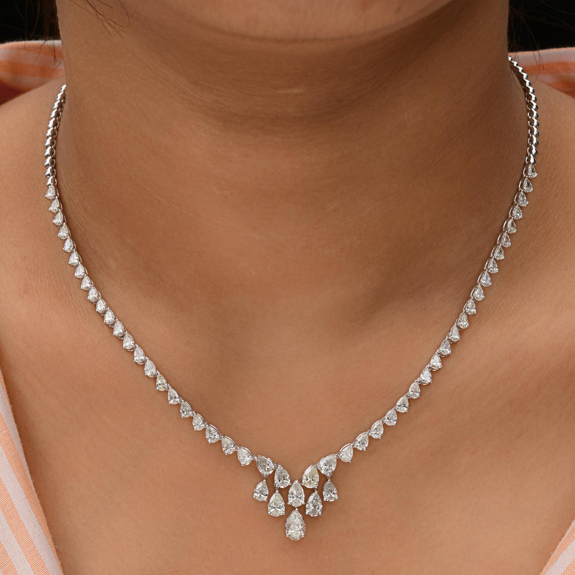 Modern 7.86 Carat SI/H Pear Brilliant Cut Diamond Necklace 14 Karat White Gold Jewelry For Sale