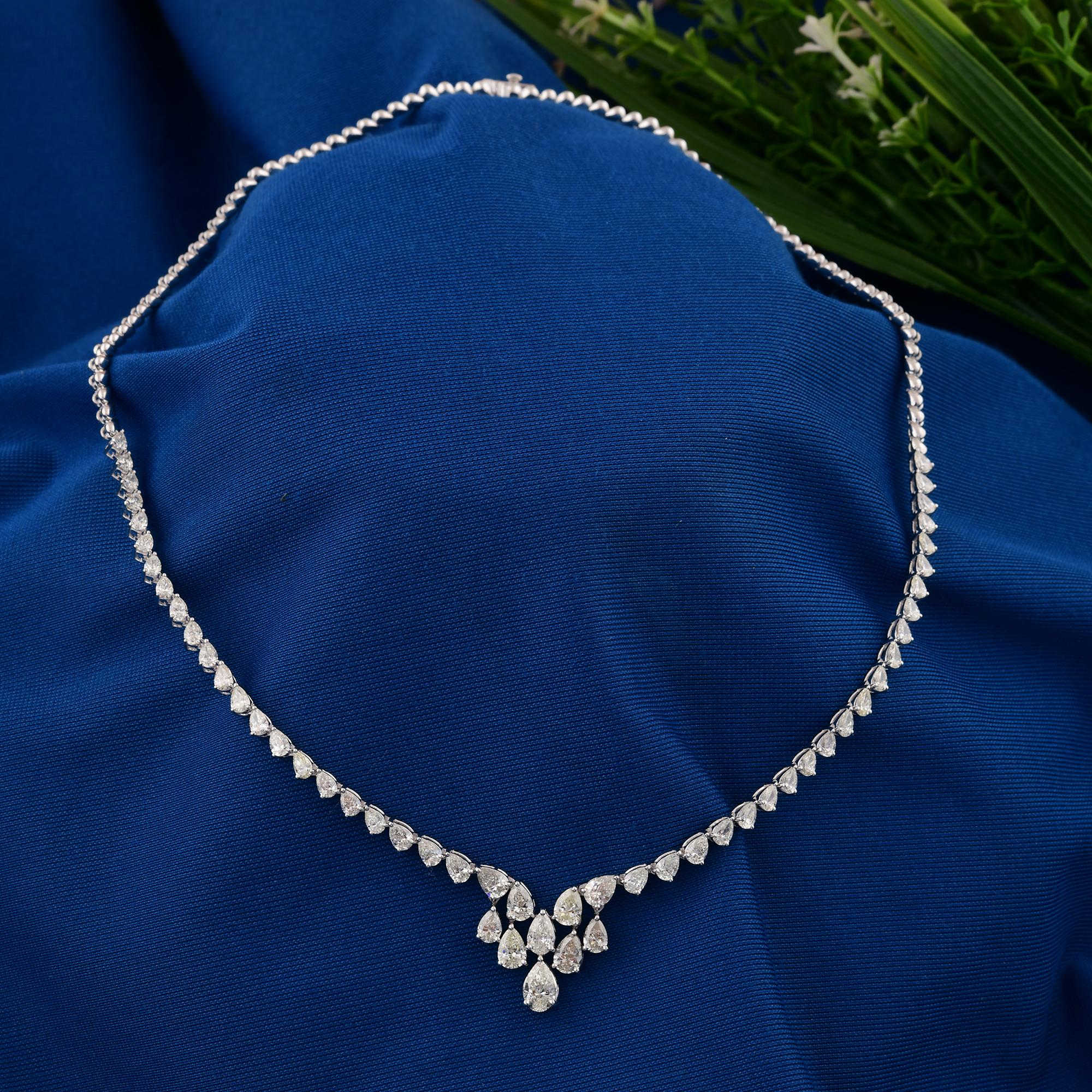 Pear Cut 7.86 Carat SI/H Pear Brilliant Cut Diamond Necklace 14 Karat White Gold Jewelry For Sale