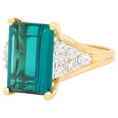 7.86 Carat Tourmaline and Diamond-Set Gold Ring