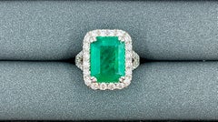 7.86 ct Natural Zambian Emerald & Diamond Ring