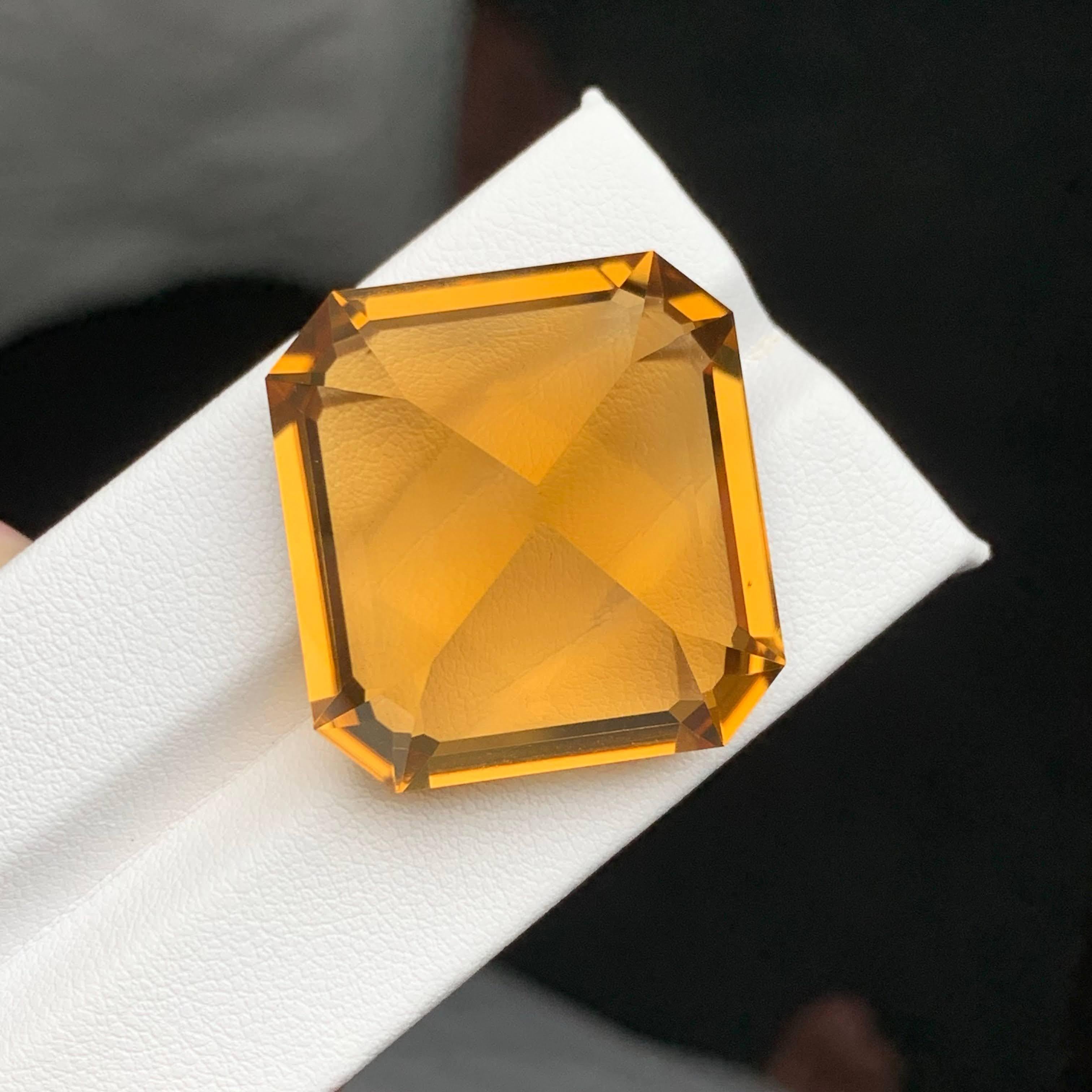 7.8.60 Karat Natürlicher loser Feuercitrin Stein Asscher Schliff Brasilianischer Edelstein im Angebot 1