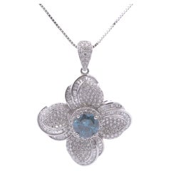 7.86ct Blue Diamond Pendant in 18k White Gold