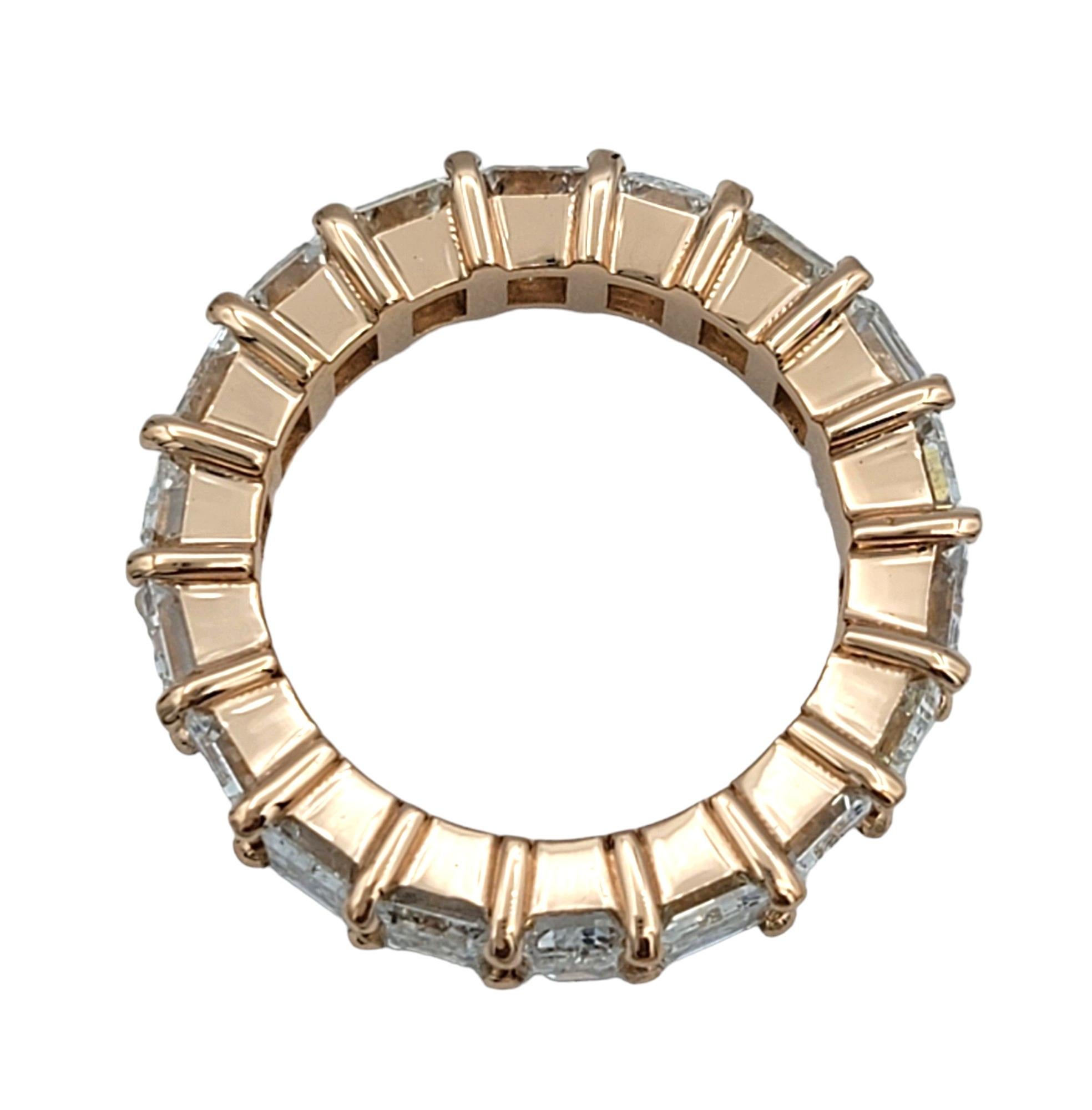 7.87 Carat Total Emerald Cut Diamond Eternity Band Ring in Rose Gold, G-H / VVS2 In Good Condition For Sale In Scottsdale, AZ