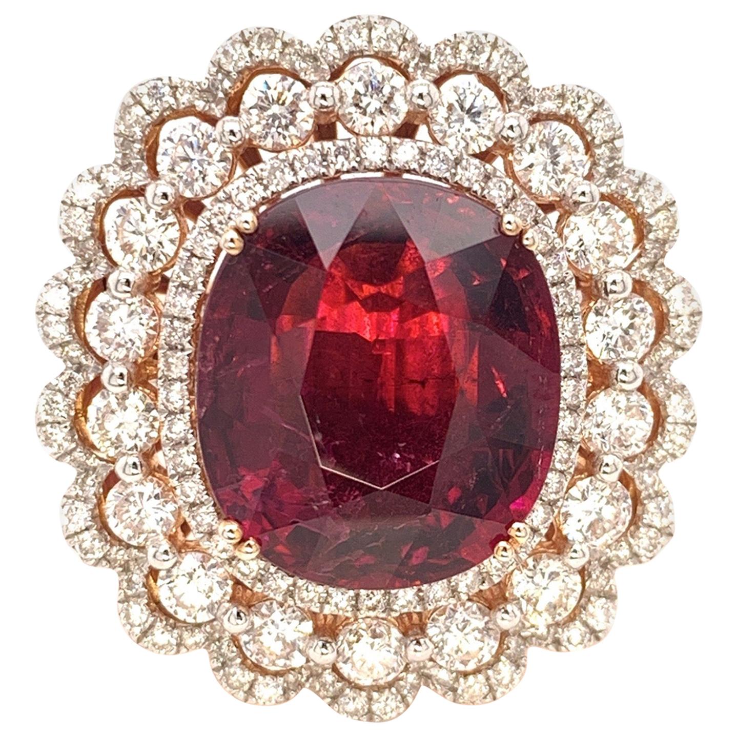 7.87 Carat Tourmaline 'Rubellite' Cocktail Ring For Sale
