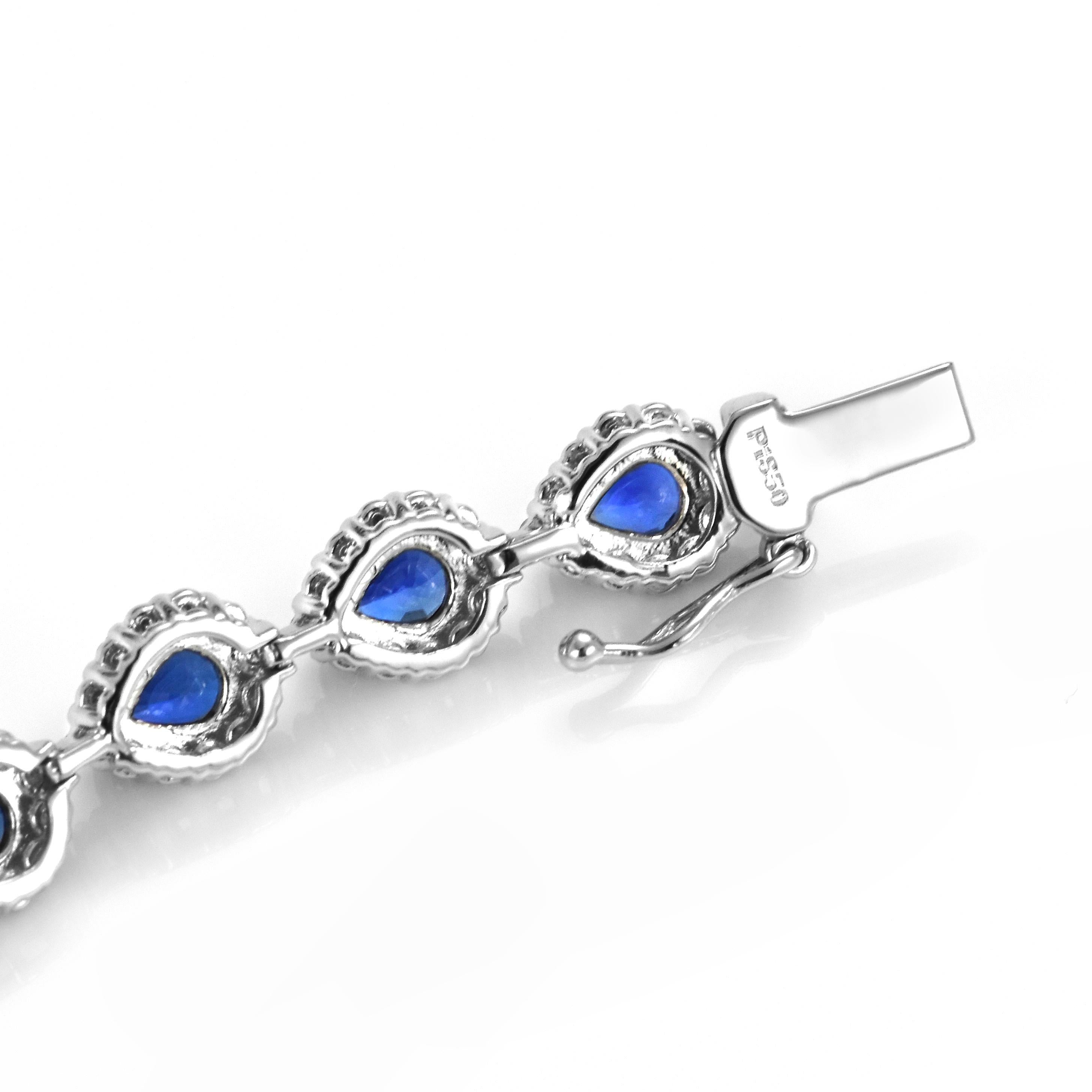 Bracelet tennis en platine avec saphir bleu royal de 7,87 carats et diamants Neuf à Tokyo, JP