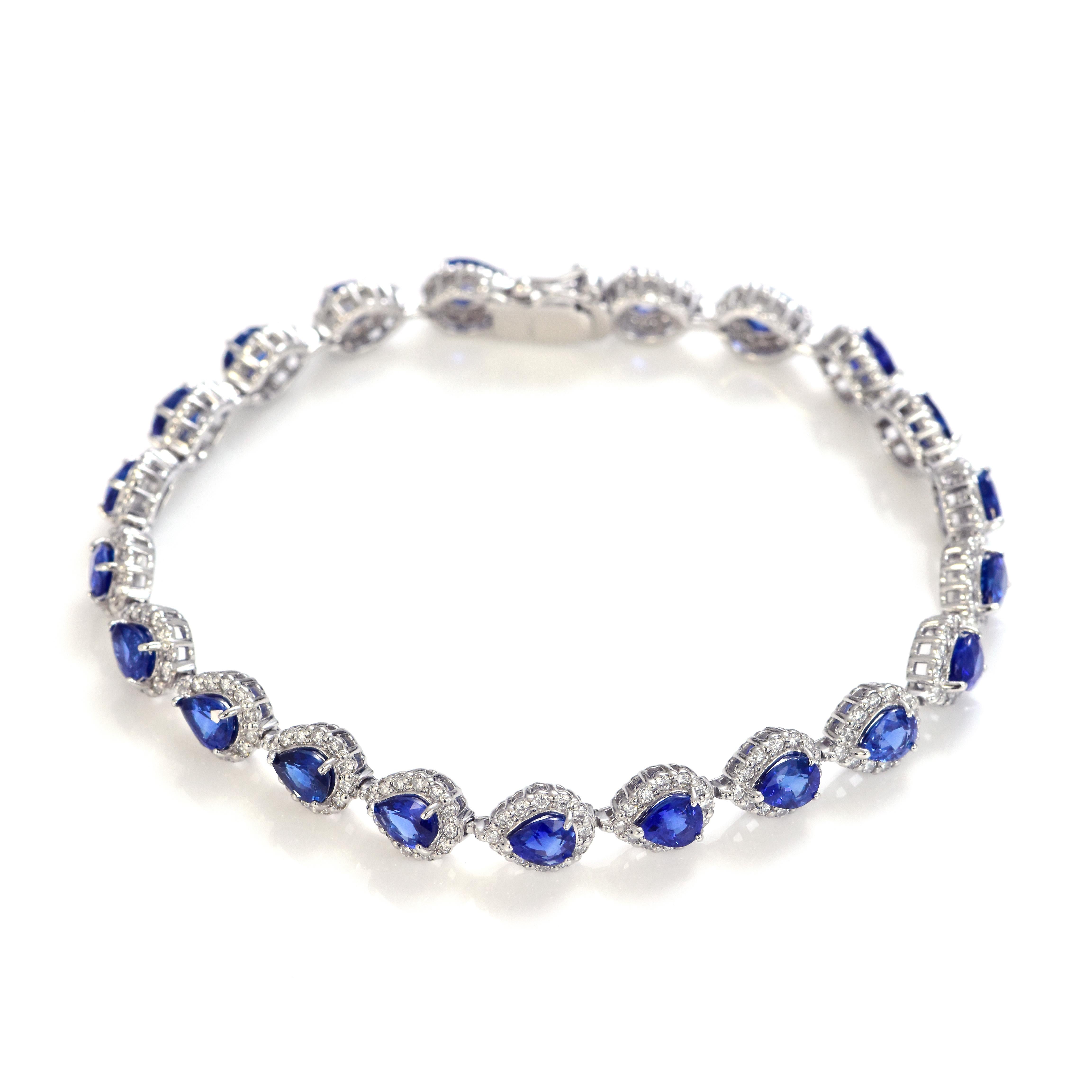  Bracelet tennis en platine avec saphir bleu royal de 7,87 carats et diamants Pour femmes 