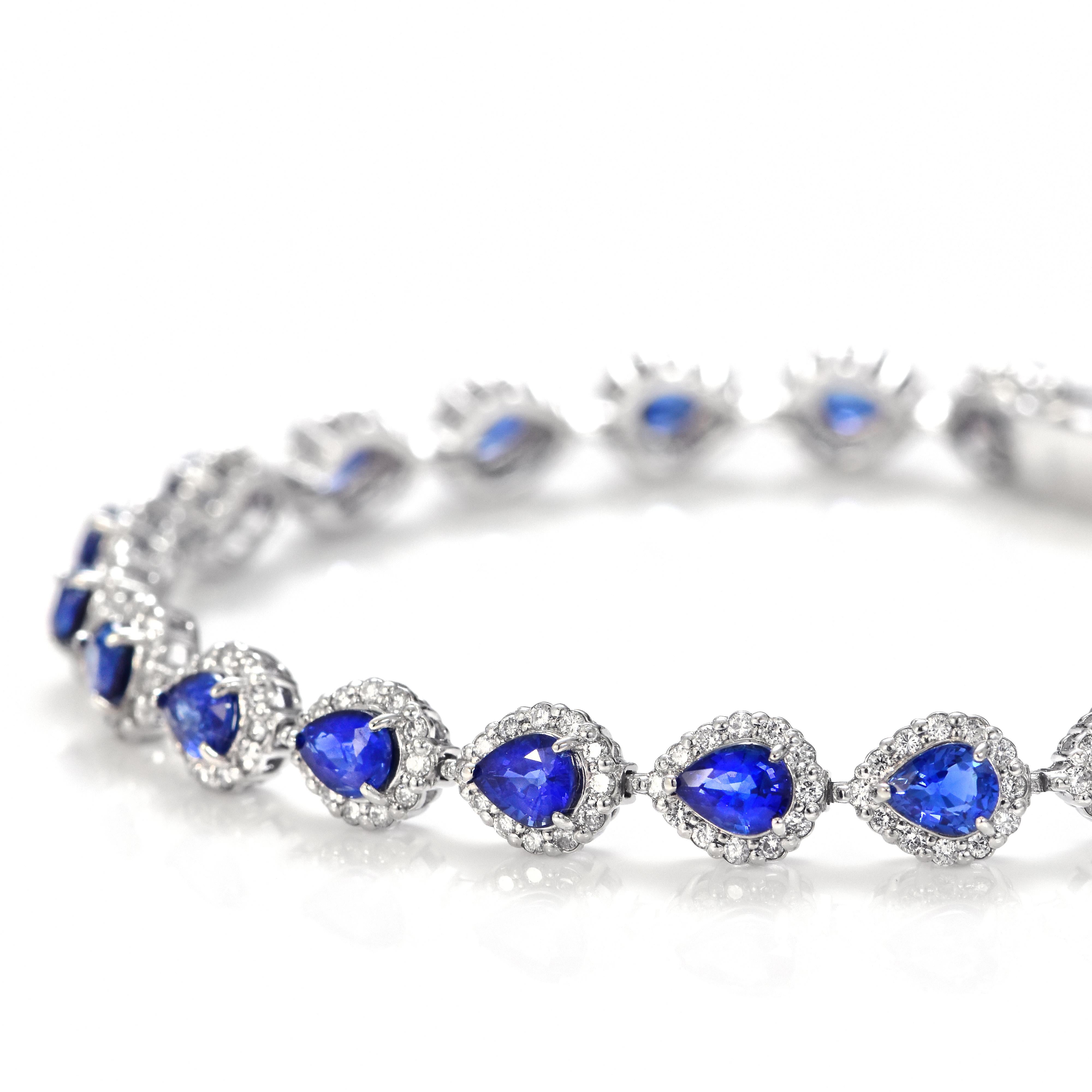Bracelet tennis en platine avec saphir bleu royal de 7,87 carats et diamants 2