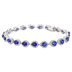 Bracelet tennis en platine avec saphir bleu royal de 7,87 carats et diamants
