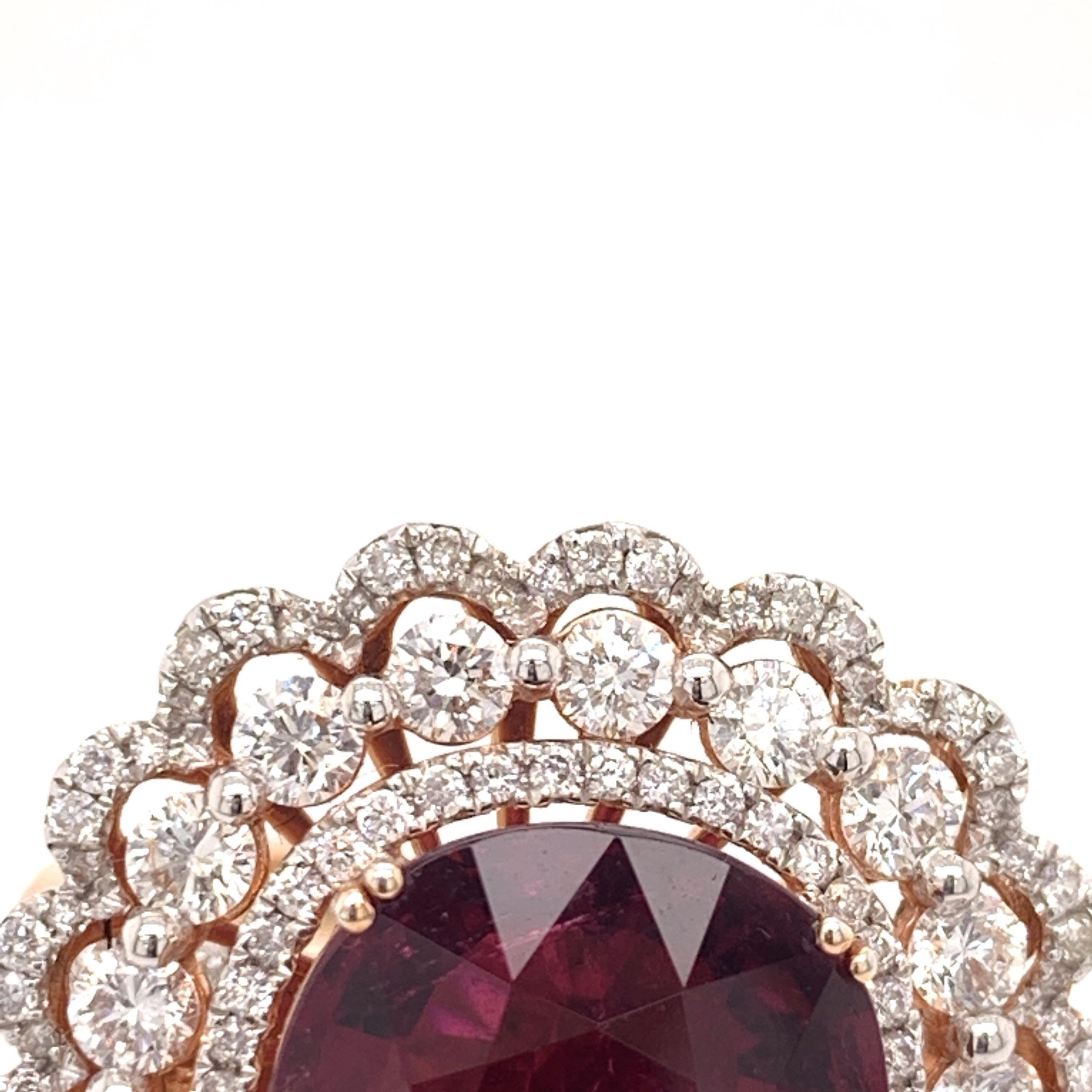 7.87 Carat Tourmaline 'Rubellite' Cocktail Ring In New Condition For Sale In Richmond, BC