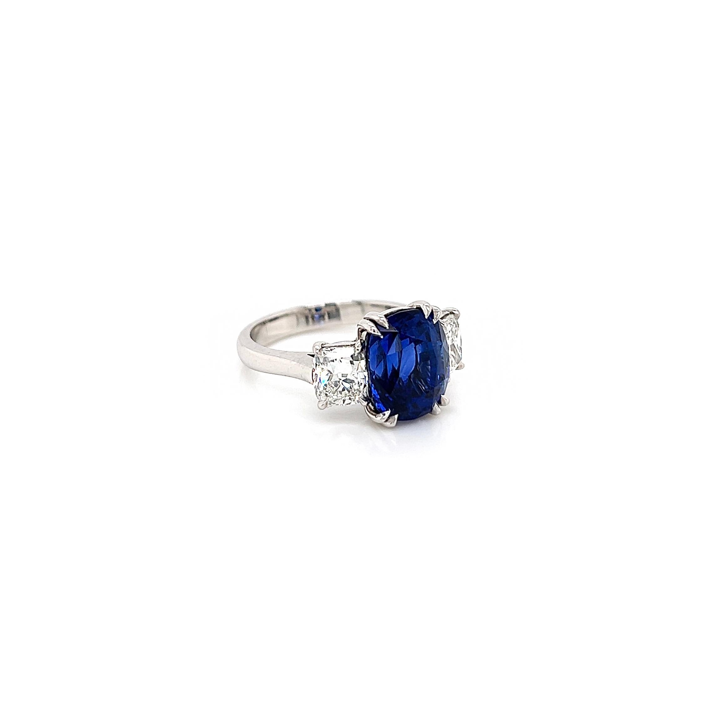 Cushion Cut 7.87 Total Carat Sapphire and Diamond Ladies Ring GIA For Sale