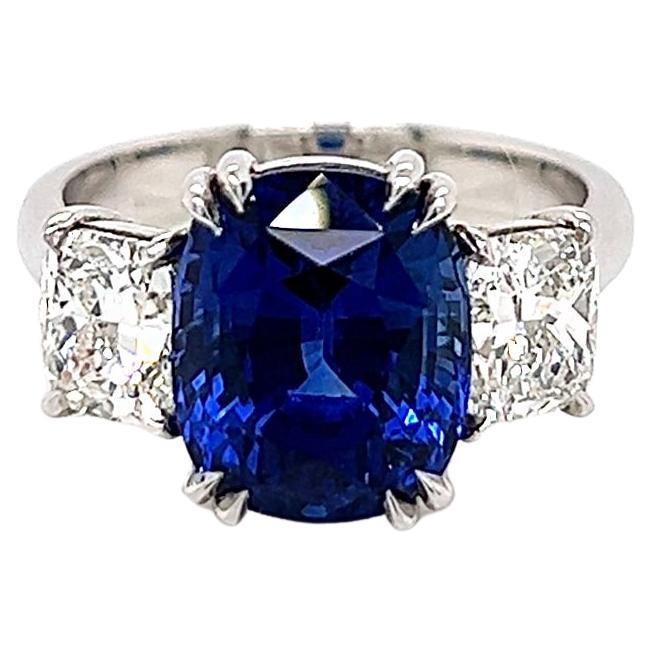 7.87 Total Carat Sapphire and Diamond Ladies Ring GIA For Sale