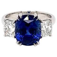7.87 Total Carat Sapphire and Diamond Ladies Ring GIA