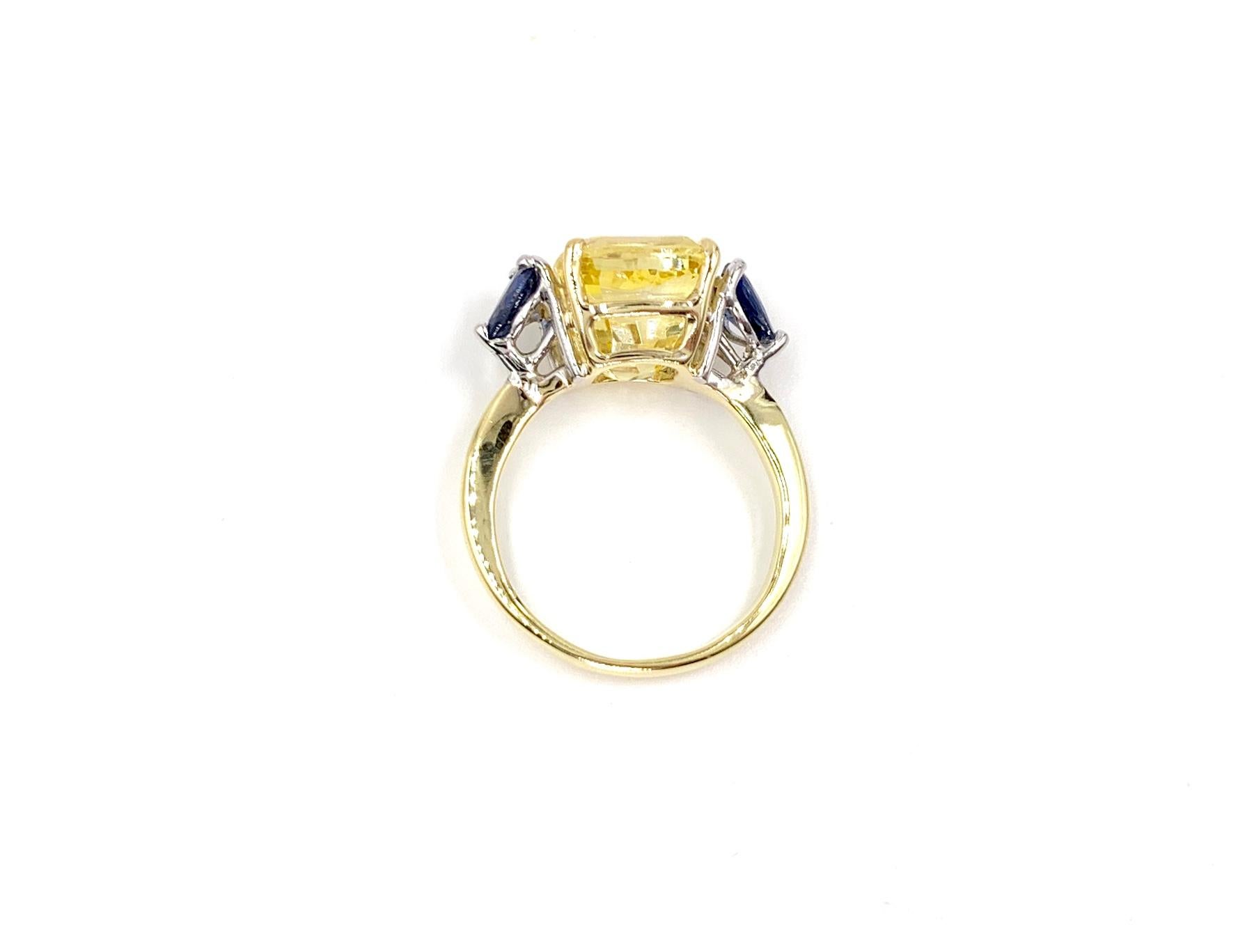 Contemporary 7.88 Carat Yellow Sapphire Center Three-Stone Ring