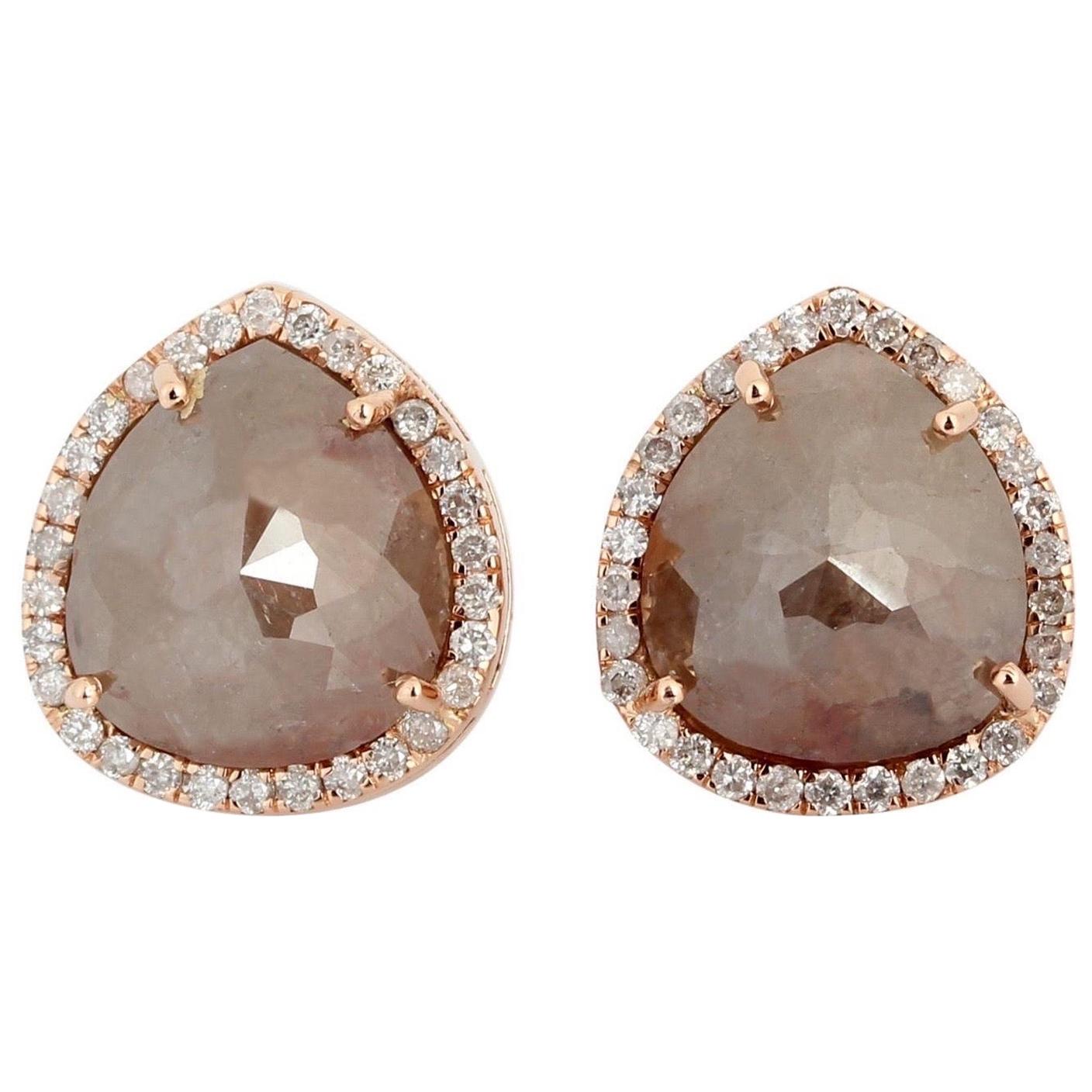 7.89 Carat Fancy Diamond 18 Karat Gold Stud Earrings